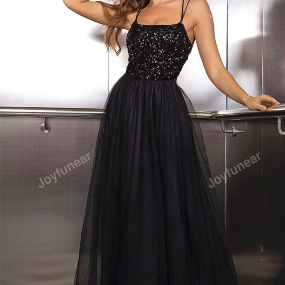 Black Sequin Evening Dress worn once